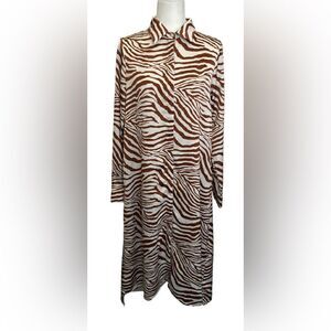 SEN Zebra Long Shirt Dress Small